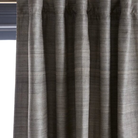 NWOT QUINCE 48x96 Raw Silk Room Darkening Curtain Grey 1 Panel Retail $120 (Q5) - Picture 1 of 8